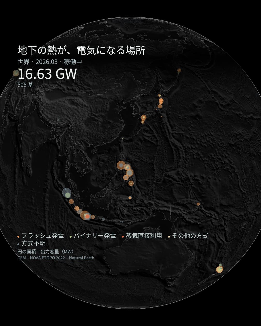 地熱発電、地球の体温をエネルギーに変える。