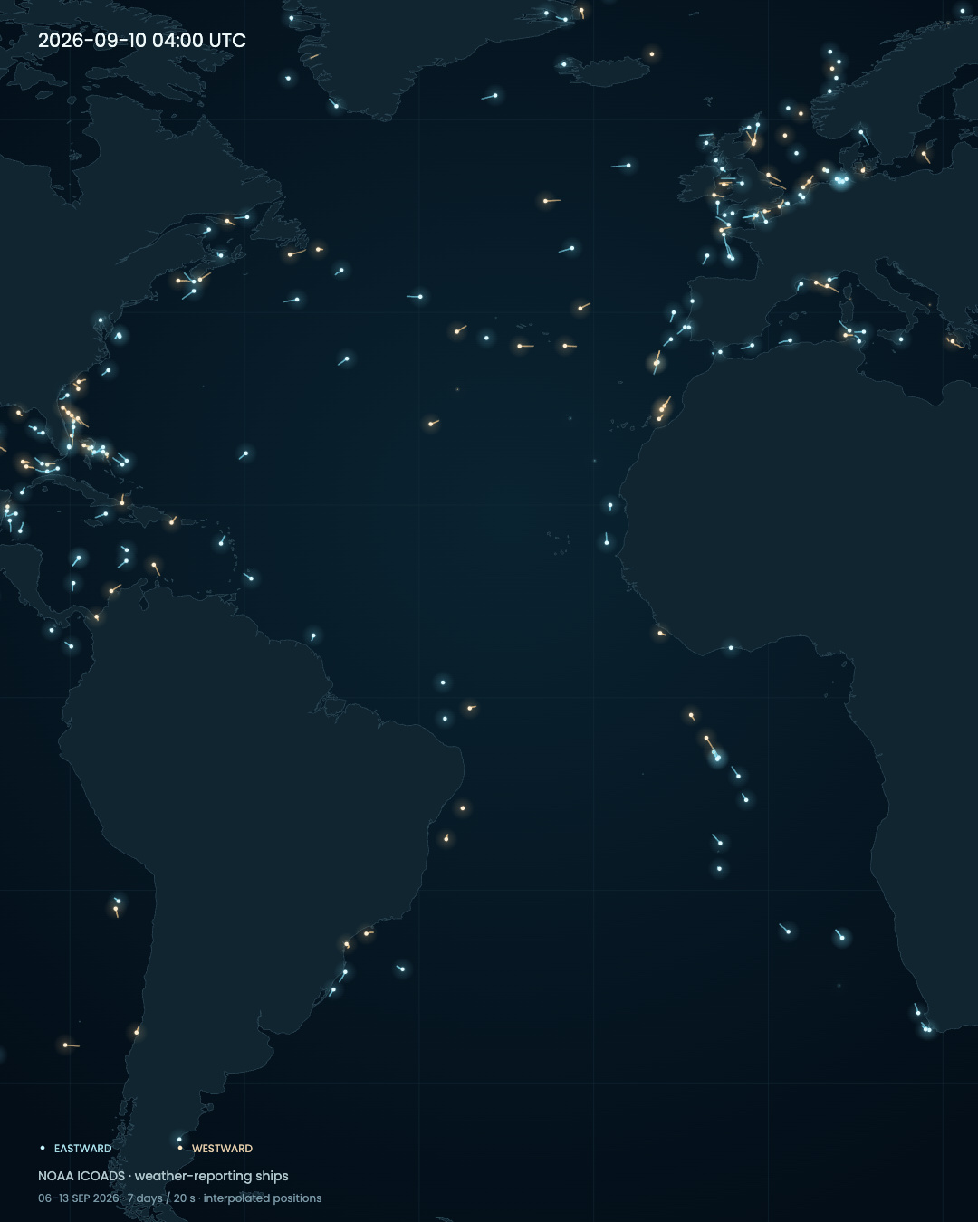 Weather-reporting ships crossing the Atlantic