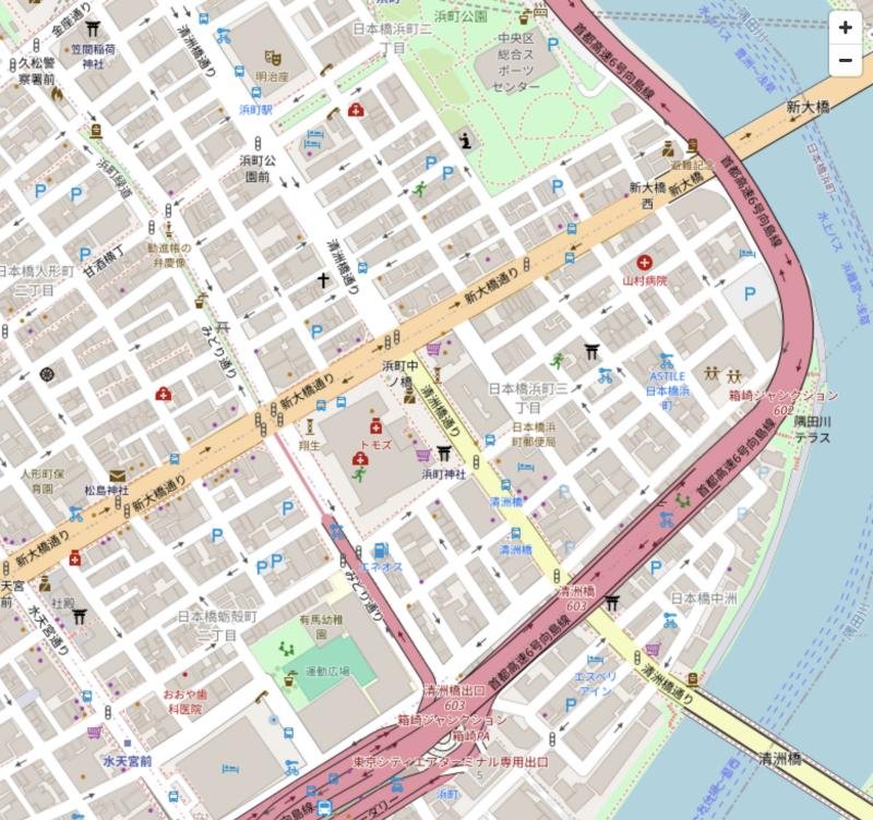 日本橋浜町周辺の地図